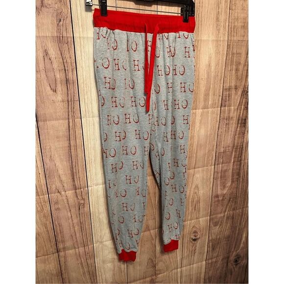 MudPie M holiday Christmas pajama lounge pants grey red ho ho womens - Picture 2 of 5